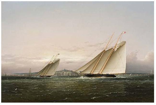 James Edward Buttersworth YachtRace BostonHarbor byButterworth oil painting picture